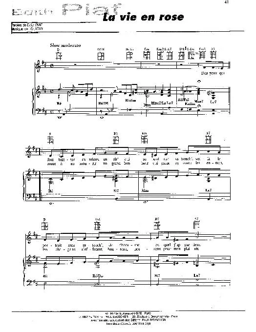 télécharger la partition d'accordéon La vie en rose (Slow) au format PDF