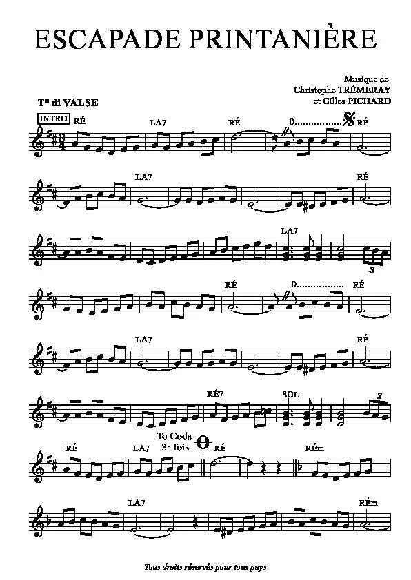télécharger la partition d'accordéon Escapade printanière (Valse) au format PDF