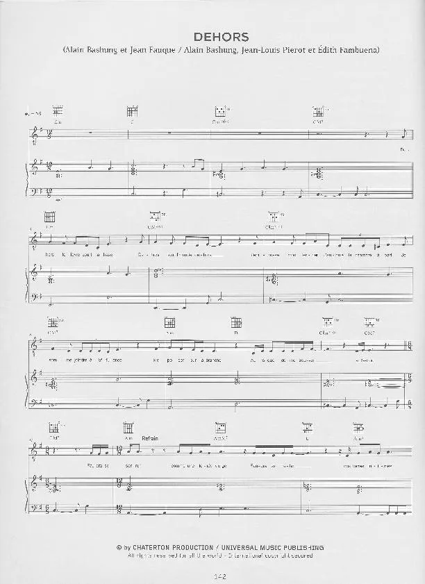 télécharger la partition d'accordéon Dehors (Slow Rock) au format PDF