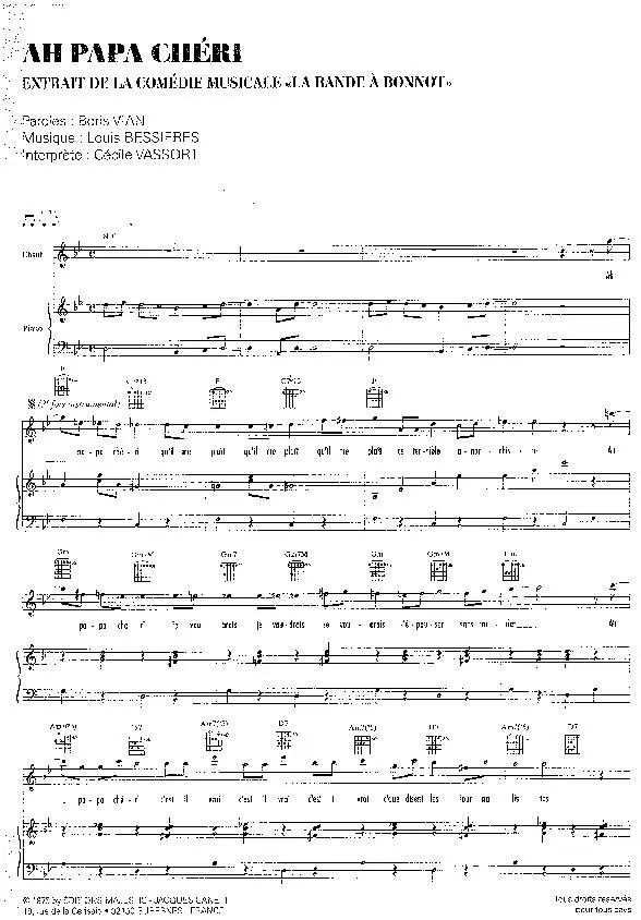 télécharger la partition d'accordéon Ah Papa chéri (Extrait de la Comédie Musicale : La bande à Bonnot) (Interprète : Cécile Vassort) au format PDF