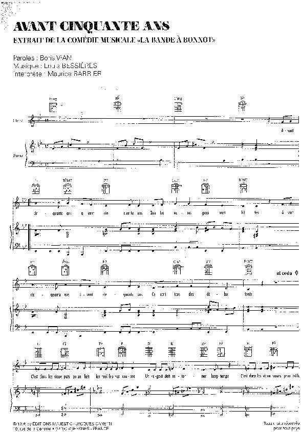 télécharger la partition d'accordéon Avant cinquante ans (Extrait de la Comédie Musicale : La bande à Bonnot) (Interprète : Maurice Barrier) au format PDF