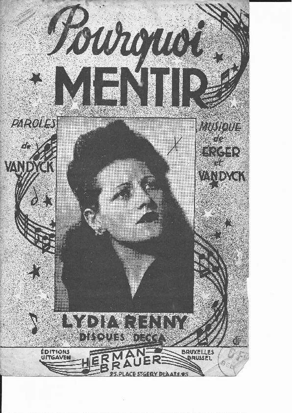 télécharger la partition d'accordéon Pourquoi mentir (Chant : Lydia Rennie) (Tango) au format PDF