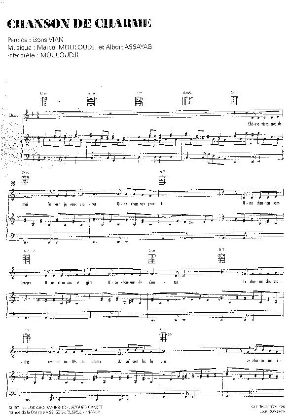 télécharger la partition d'accordéon Chanson de charme (Interprète: Mouloudji) (Boléro) au format PDF