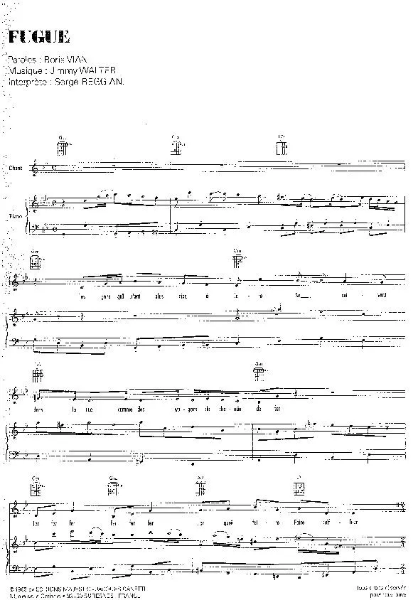 télécharger la partition d'accordéon Fugue (Interprète : Serge Reggiani) au format PDF