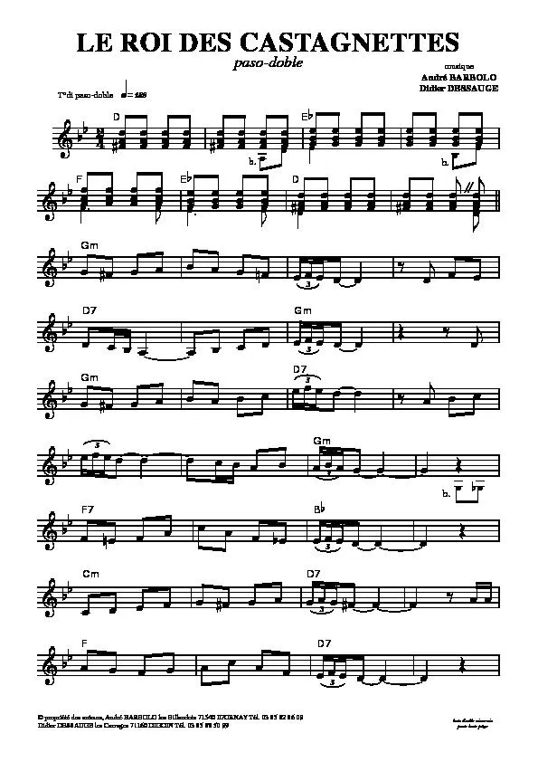 télécharger la partition d'accordéon Le roi des castagnettes (Paso Doble) au format PDF
