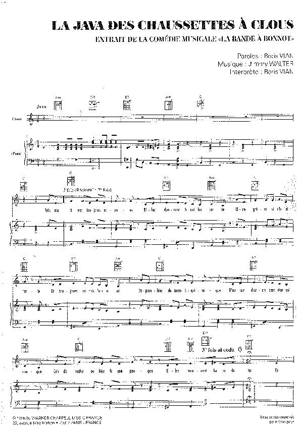 télécharger la partition d'accordéon La java des chaussettes à clous (Extrait de la Comédie Musicale : La Bande à Bonnot) au format PDF