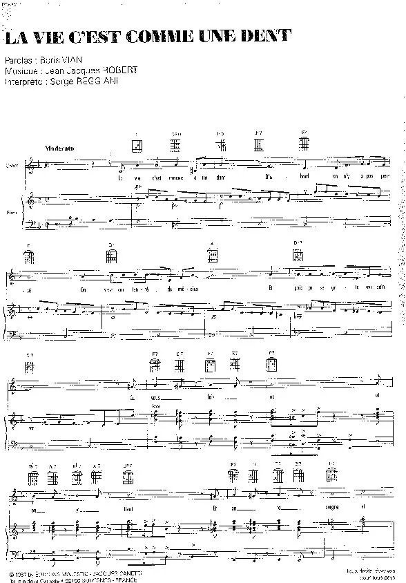 télécharger la partition d'accordéon La vie c'est comme une dent (Interprète : Serge Reggiani) (Slow Fox) au format PDF