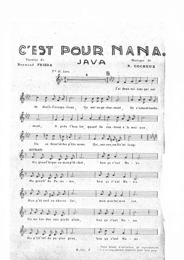 télécharger la partition d'accordéon C'est pour Nana (Java) au format PDF