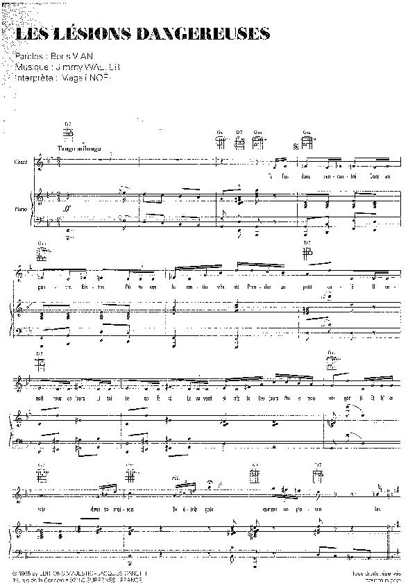télécharger la partition d'accordéon Les lésions dangereuses (Interprète : Magali Joël) (Tango Milonga) au format PDF