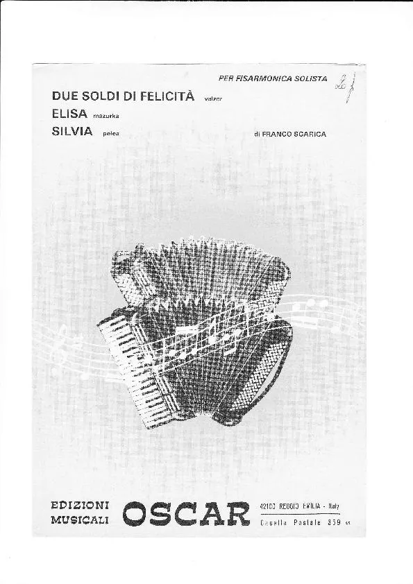 télécharger la partition d'accordéon 3 Titres : Due soldi di felicita + Elisa + Silvia au format PDF