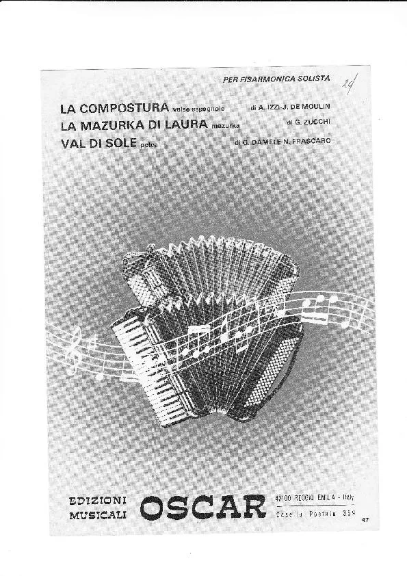 télécharger la partition d'accordéon 3 Titres : La Compostura + La mazurka di Laura + Val del Sole au format PDF