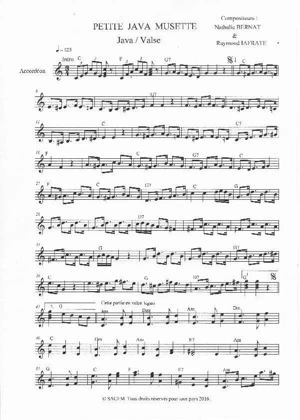 télécharger la partition d'accordéon Petite Java Musette au format PDF