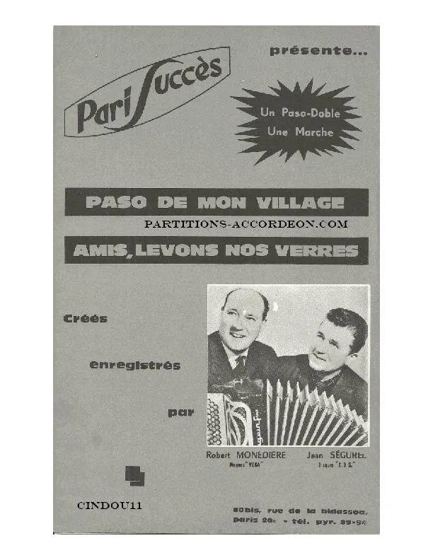 télécharger la partition d'accordéon Paso de mon village (Orchestration) au format PDF