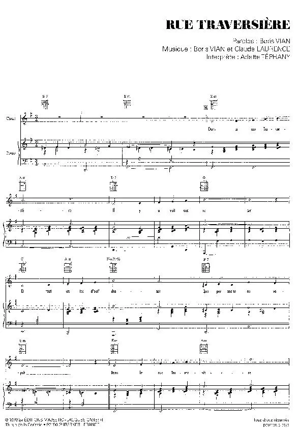 télécharger la partition d'accordéon Rue Traversière (Interprète : Arlette Téphany) (Valse) au format PDF