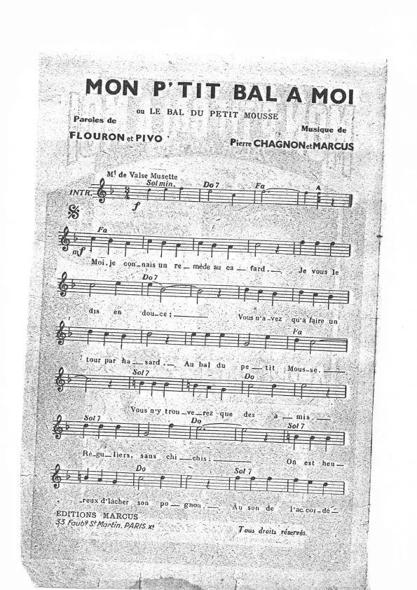 télécharger la partition d'accordéon Mon p'tit bal à moi (Le bal du petit mousse) (Valse Musette) au format PDF