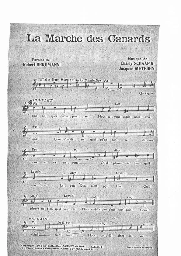 télécharger la partition d'accordéon La marche des canards  au format PDF