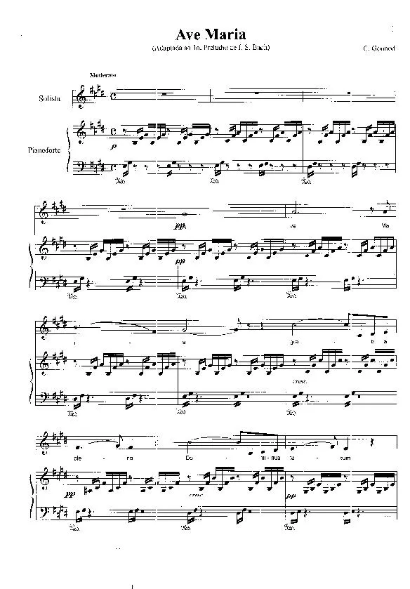 télécharger la partition d'accordéon Ave Maria (Adaptada ao lo Prelúdio de Jean-Sébastien Bach) (Piano + Solo Vocal) au format PDF