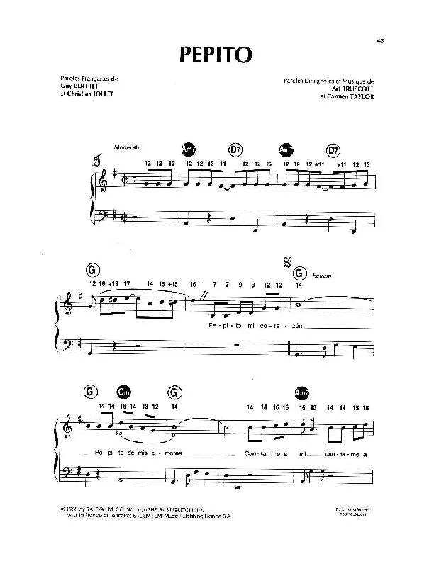 télécharger la partition d'accordéon Pepito (Chant : Los Machucambos) (Cha Cha) au format PDF
