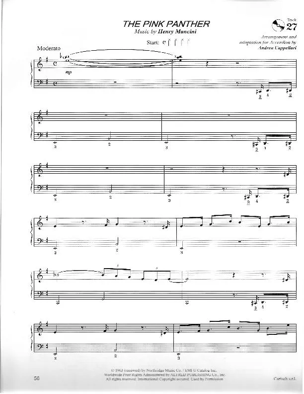 télécharger la partition d'accordéon The pink panther (La panthère rose) (Arrangement pour accordéon de Andrea Cappellari) (Soul Jazz) au format PDF