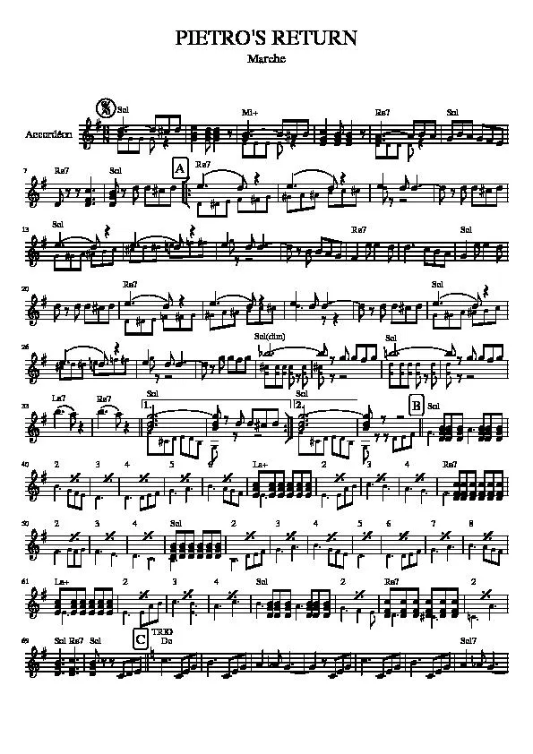 télécharger la partition d'accordéon Pietro's Return (Marche) au format PDF
