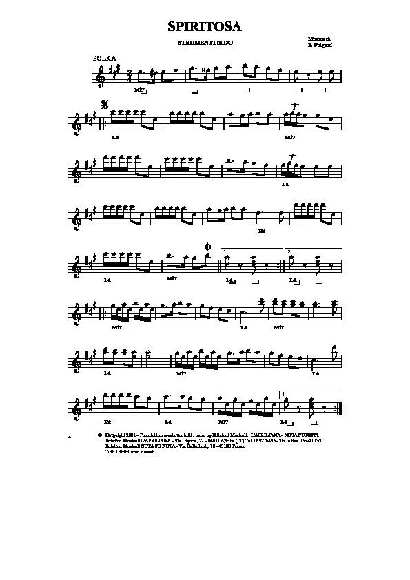 télécharger la partition d'accordéon Spiritosa (Polka) au format PDF