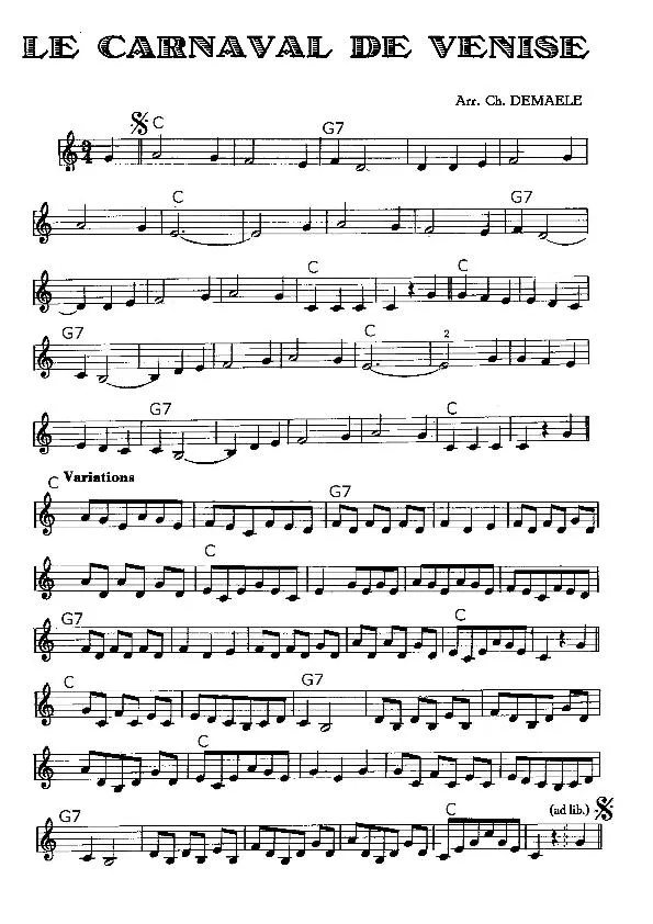 télécharger la partition d'accordéon Carnaval de Venise au format PDF
