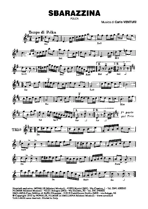 télécharger la partition d'accordéon Sbarazzina (Polka) au format PDF