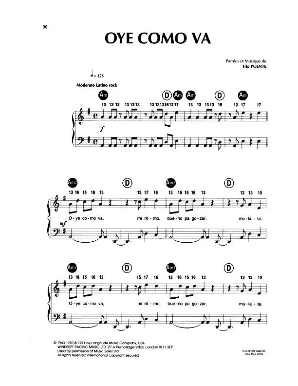 télécharger la partition d'accordéon Oye como va (Latino Rock) au format PDF