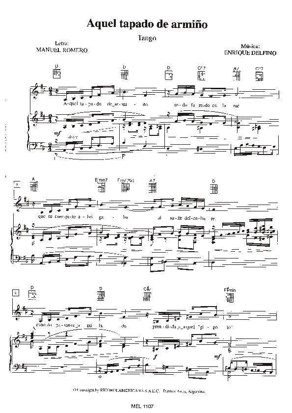 télécharger la partition d'accordéon Aquel tapado de armiño (Tango) au format PDF