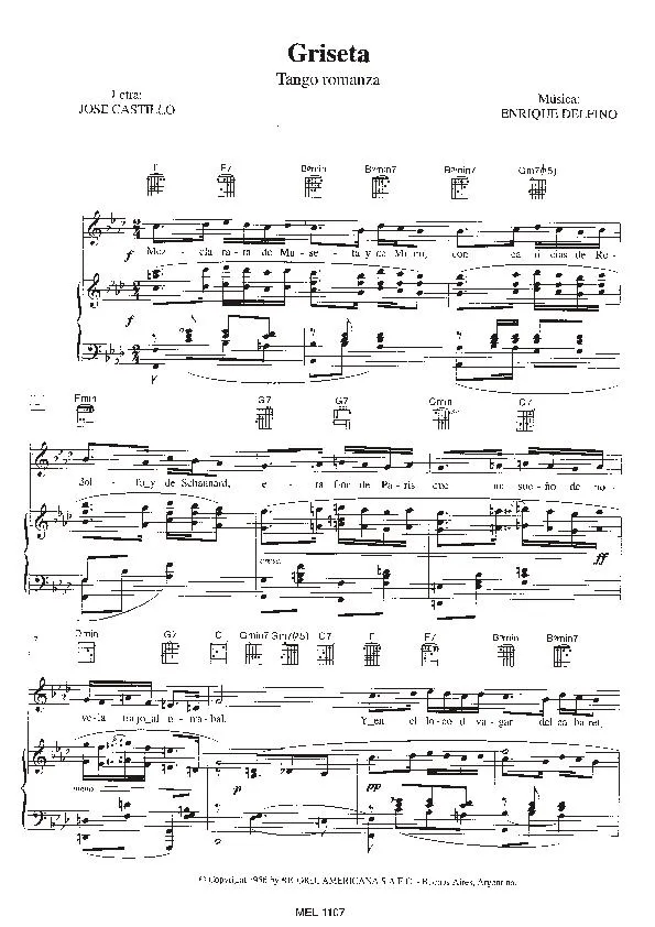télécharger la partition d'accordéon Griseta (Interprète : Carlos Gardel) (Tango Romanza) au format PDF