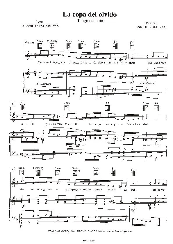 télécharger la partition d'accordéon La copa del olvido (Interprète : Carlos Gardel) (Tango Chanté) au format PDF