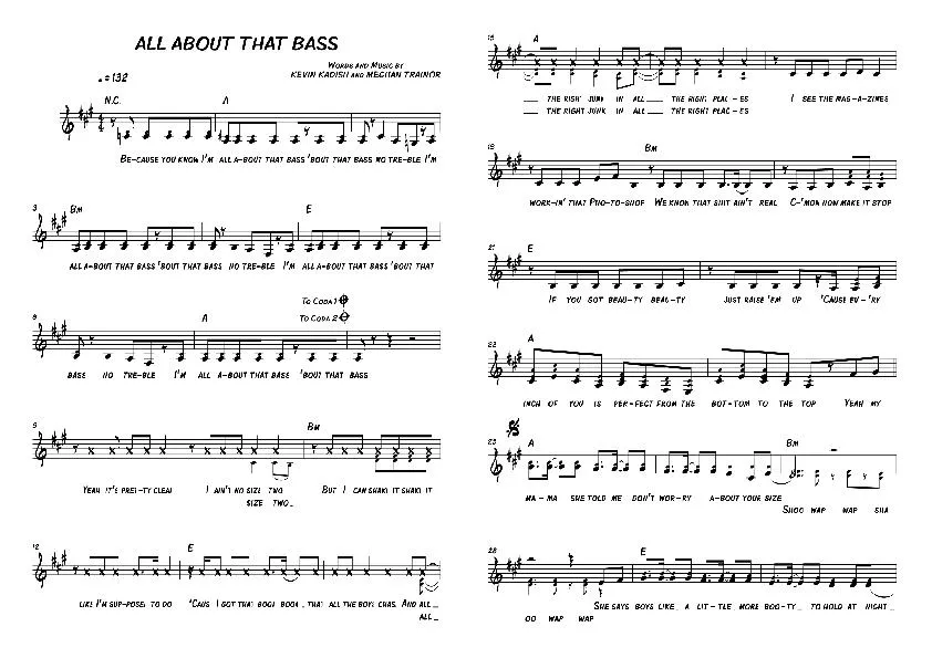 télécharger la partition d'accordéon All About That Bass  (Partie : Conducteur) au format PDF