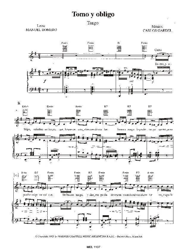 télécharger la partition d'accordéon Tomo y obligo (Tango) au format PDF
