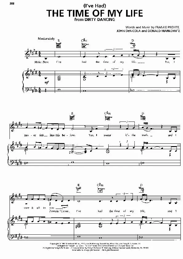 télécharger la partition d'accordéon (I've had) The time of my life (Du Film : Dirty Dancing) (Disco Rock) au format PDF