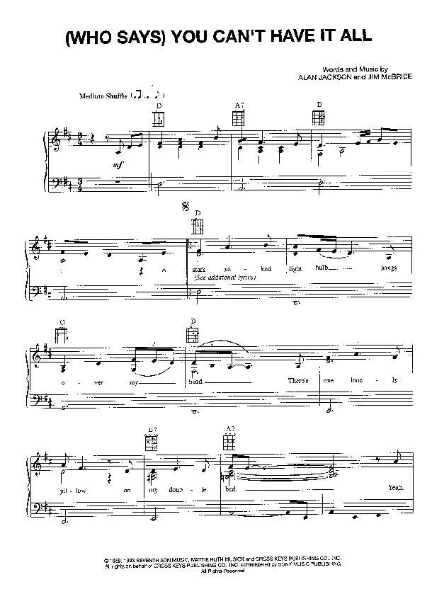 télécharger la partition d'accordéon (Who says) You can't have it all (Medium Shuffle) au format PDF