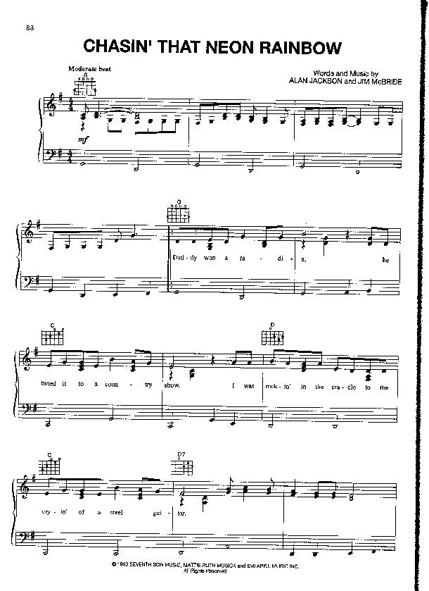 télécharger la partition d'accordéon Chasin' that neon rainbow (Country Rock) au format PDF