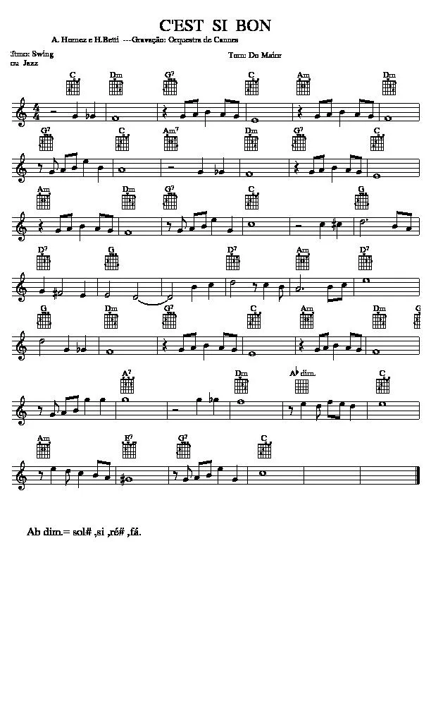 télécharger la partition d'accordéon C'est si bon (Swing / Jazz) au format PDF