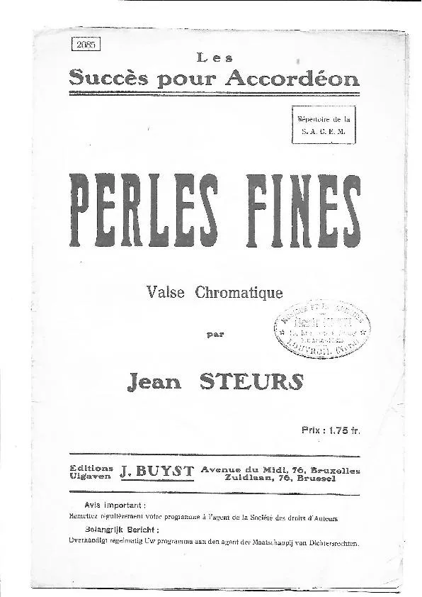 télécharger la partition d'accordéon Perles Fines (Valse Chromatique) au format PDF
