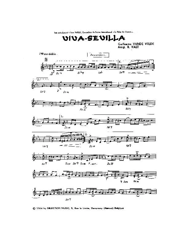 télécharger la partition d'accordéon Viva Sevilla (Arrangement : Ray Vaet) (Paso Doble) au format PDF