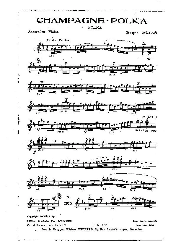 télécharger la partition d'accordéon Champagne Polka au format PDF