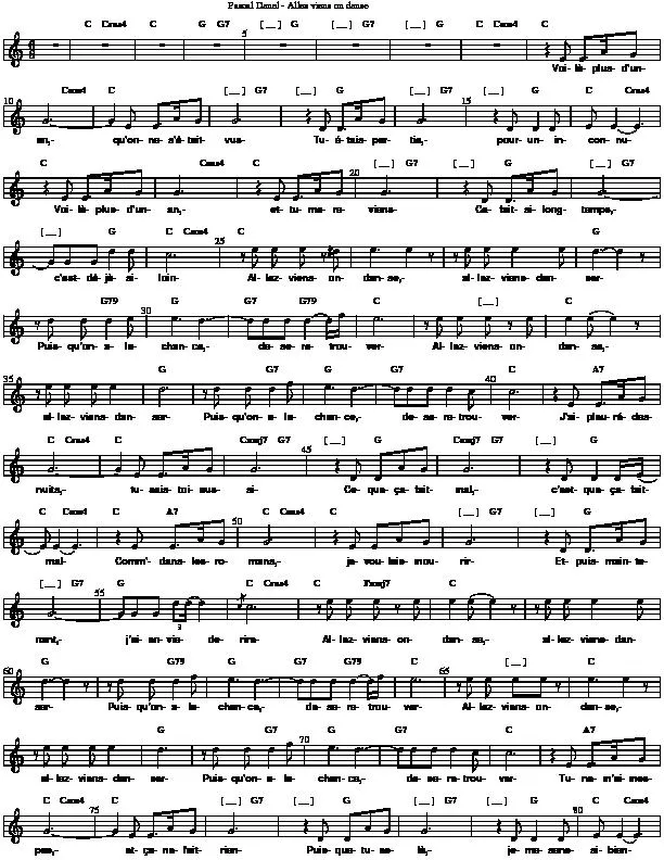 télécharger la partition d'accordéon Allez viens on danse (Chant : Pascal Danel) (Relevé) au format PDF