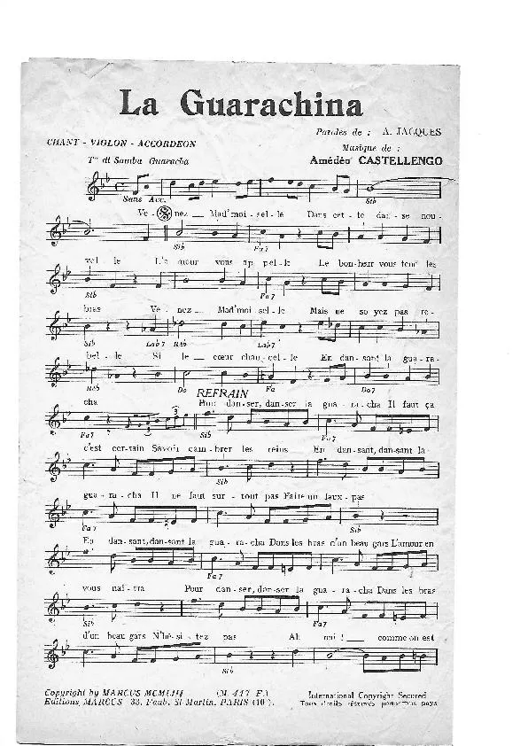 télécharger la partition d'accordéon La Guarachina (Samba) au format PDF