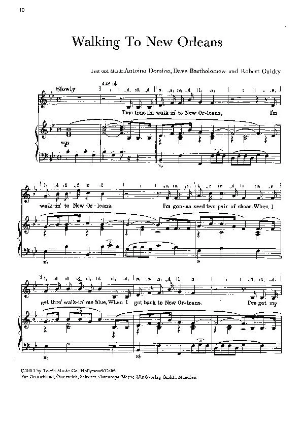 télécharger la partition d'accordéon Walking to New Orleans (Interprète : Fats Domino) (Slow Rock) au format PDF