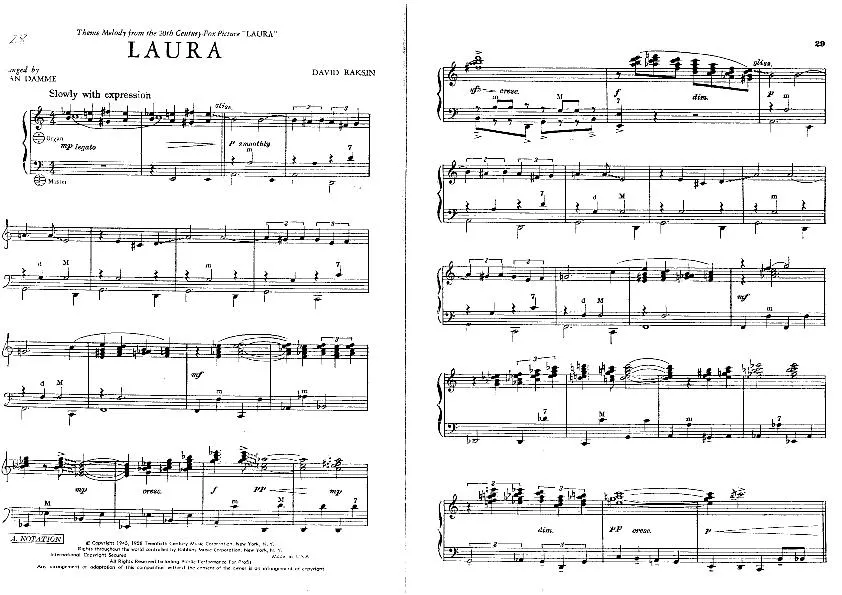 télécharger la partition d'accordéon Laura (Arrangement : Van Damme) (Slow) au format PDF