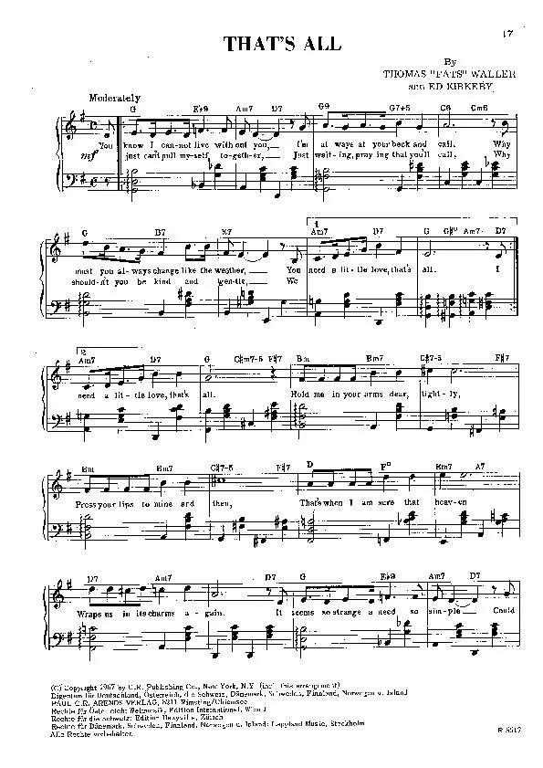 télécharger la partition d'accordéon That's all (Slow / Fox Trot) au format PDF