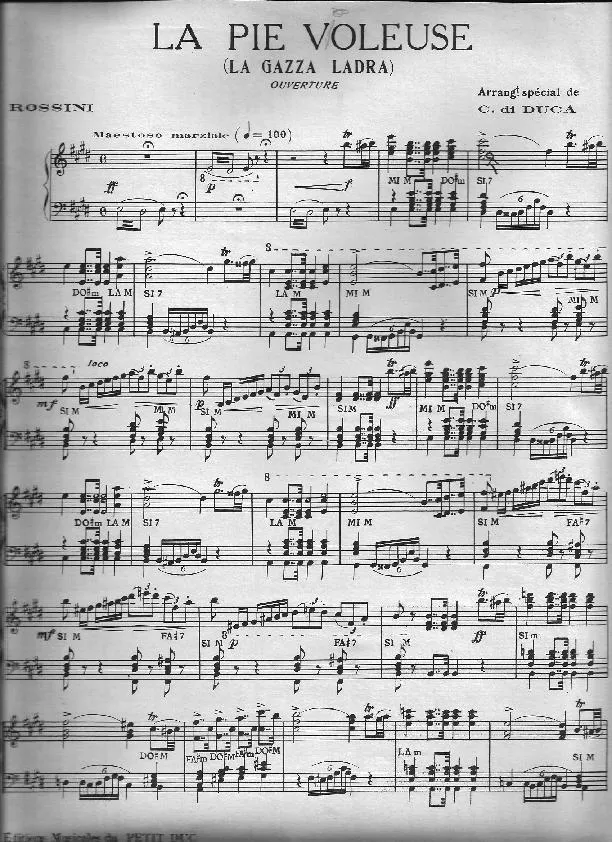 télécharger la partition d'accordéon La pie voleuse (La gazza ladra) (Arrangement : Camille di Duca) (Ouverture) au format PDF