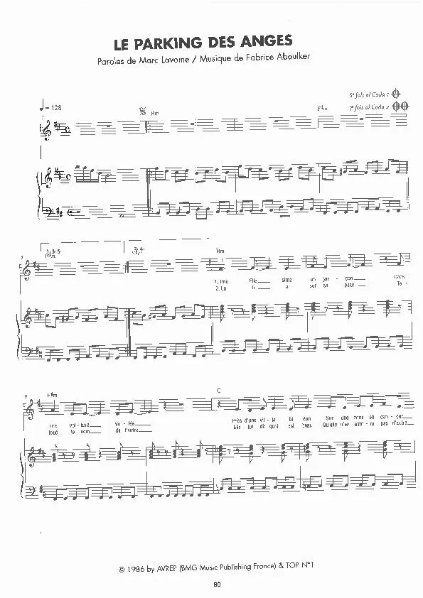 télécharger la partition d'accordéon Le parking des anges (Disco Rock) au format PDF