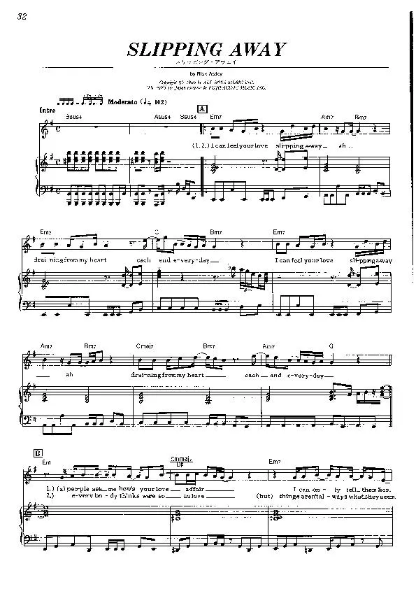 télécharger la partition d'accordéon Slipping away (Jazz Pop) au format PDF