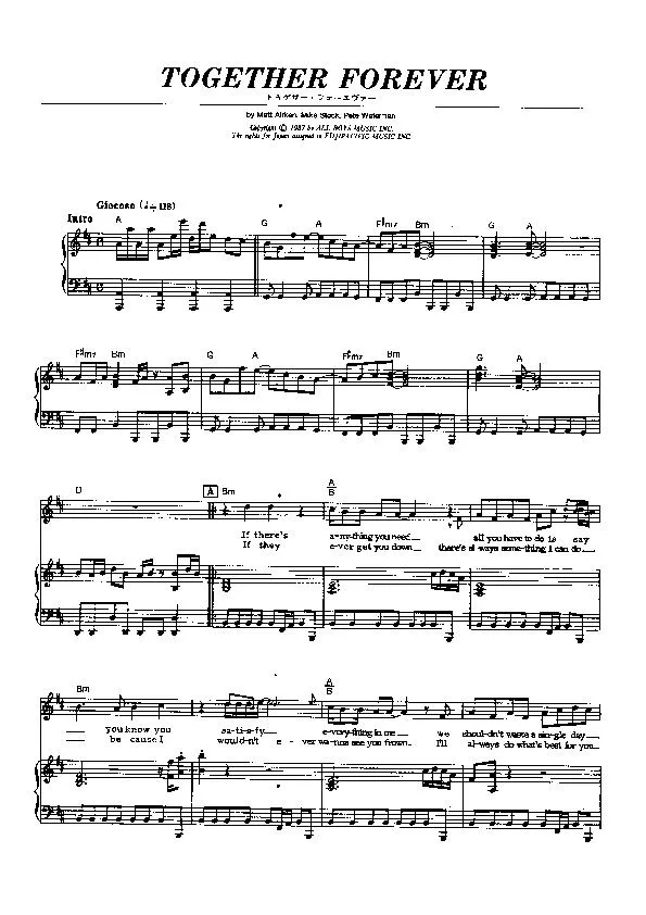 télécharger la partition d'accordéon Together forever (Interprète : Rick Astley) (Disco Rock) au format PDF