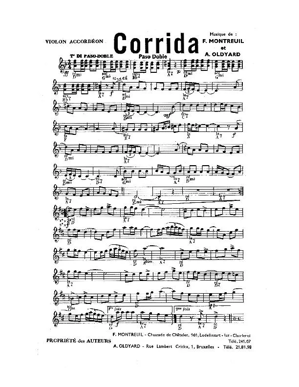 télécharger la partition d'accordéon Corrida (Paso Doble) au format PDF